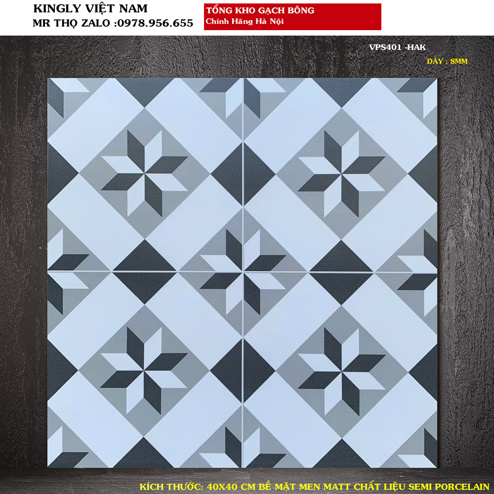Gạch bông 40x40 cm Viglacera VPS401